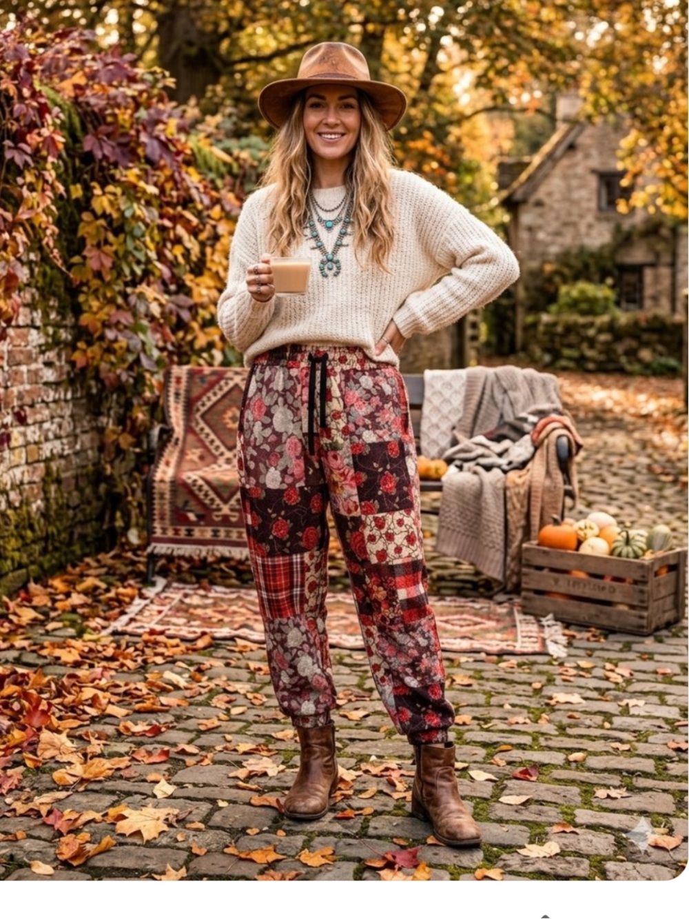 RARE Jaded London Patchwork
Textured Pants L -Boho
Festival Floral Plaid Pant